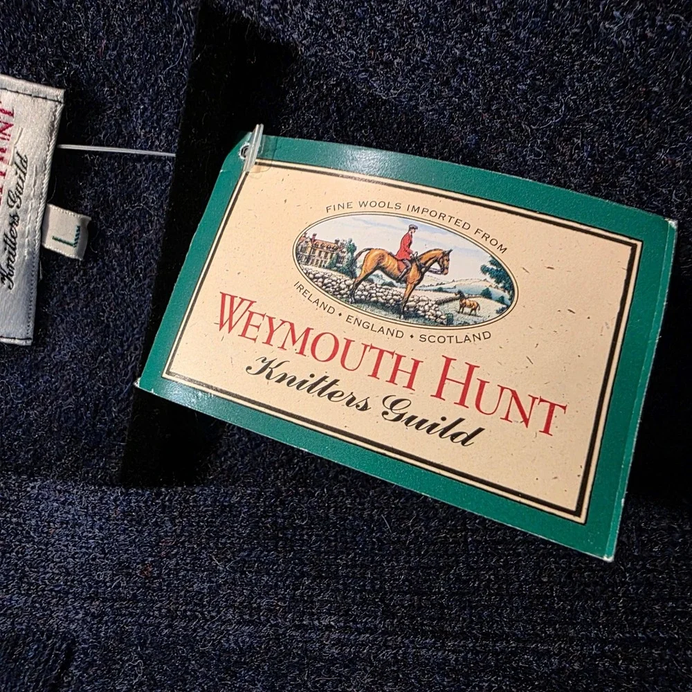 NWT Weymouth Hunt 100% Shetland Wool Cardigan Men's Sz L Navy Blue Ireland